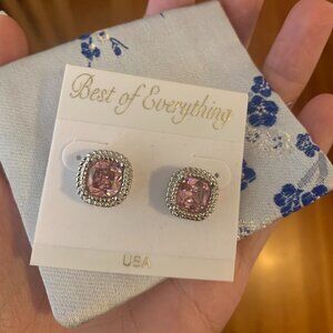 Pink & Silver Rhinestone Stud Earrings NWT